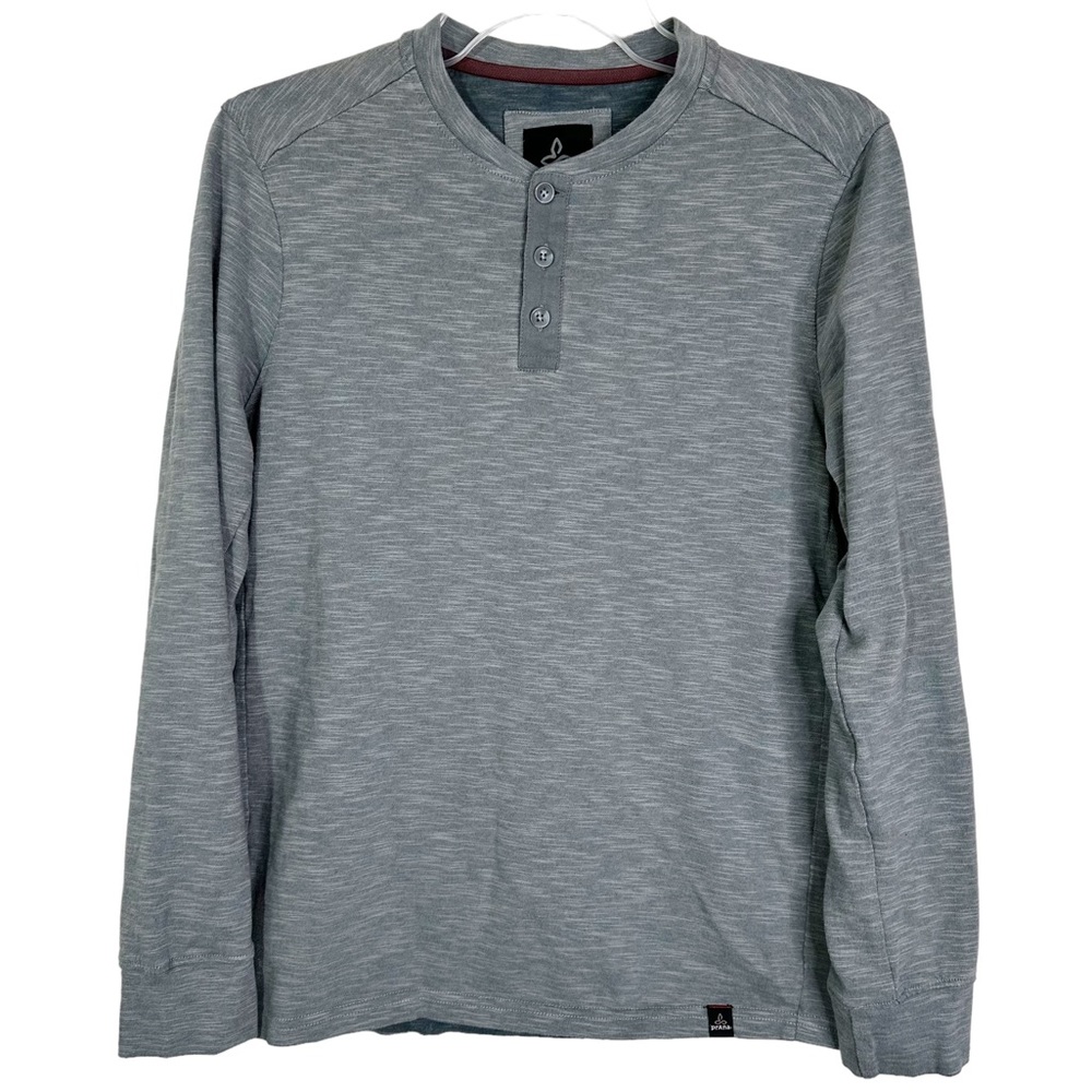 Prana Ronnie Long Sleeve Organic Cotton Henley T-Shirt in Shark Men’s S